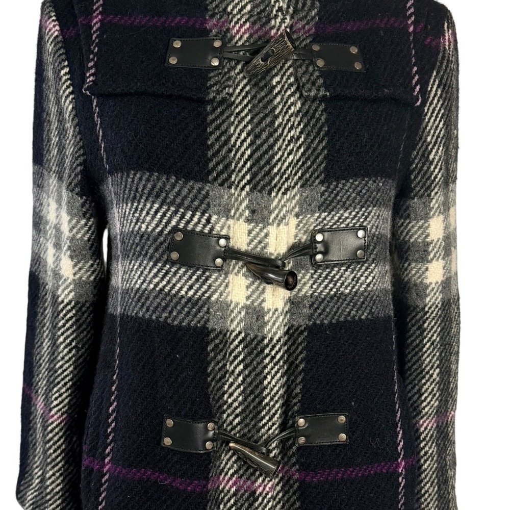 Burberry Plaid Wool Duffle Coat Hooded Toggle Old Money Quite Luxury Size 14 - Picture 3 of 12